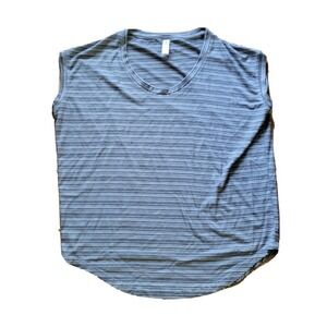 Athleta Shirt Womens Medium Black White Striped Sleeveless Athletic Casual Basic